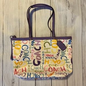 Coach Signature Multi Color/Print Tote F19419
